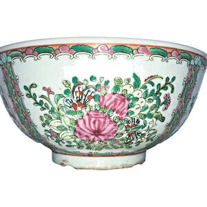Antique Chinese Famille Rose Paneled Porcelain 8" Bowl Qing Dynasty Marked EUC